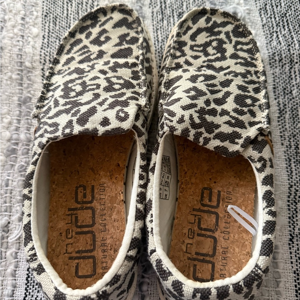 Hey Dude Woven Cheetah Gray Slip-Ons